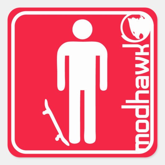 Sticker Carré rouge mohawk (Devant)