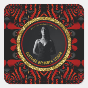 Sticker Carré Rouge Noir + Or Dark Artistry Promo Entreprise Soi