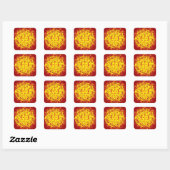 Sticker Carré Rouge or jaune double bonheur Mariage chinois (Feuille)