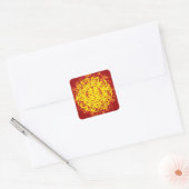 Sticker Carré Rouge or jaune double bonheur Mariage chinois (Enveloppe)