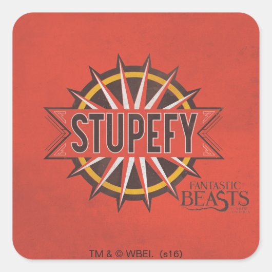 Sticker Carré Rouge & Or Stupefy Spell Graphic (Devant)