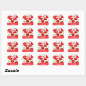 Sticker Carré Rouge Papes Rose Art Nom personnalisé Personnalisé (Feuille)