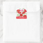 Sticker Carré Rouge Papes Rose Art Nom personnalisé Personnalisé (Sac)