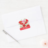 Sticker Carré Rouge Papes Rose Art Nom personnalisé Personnalisé (Enveloppe)