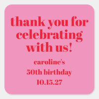 Rouge rose gras 50e anniversaire Merci personnalis