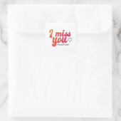 Sticker Carré rouge rose orange Je vous manque design (Sac)