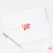 Sticker Carré rouge rose orange Je vous manque design (Enveloppe)