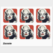 Sticker Carré Rouge sur les lèvres rouges Marilyn (Feuille)