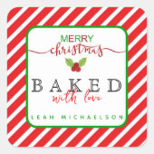 Sticker Carré Rouge Vert Cuit Avec Amour Noël (Devant)