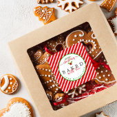 Sticker Carré Rouge Vert Cuit Avec Amour Noël