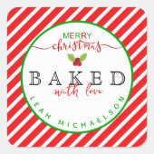 Sticker Carré Rouge Vert Cuit Avec Amour Noël (Devant)