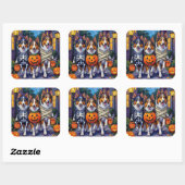 Sticker Carré Rough Collie Trick-or-Treating Halloween Costumes (Feuille)