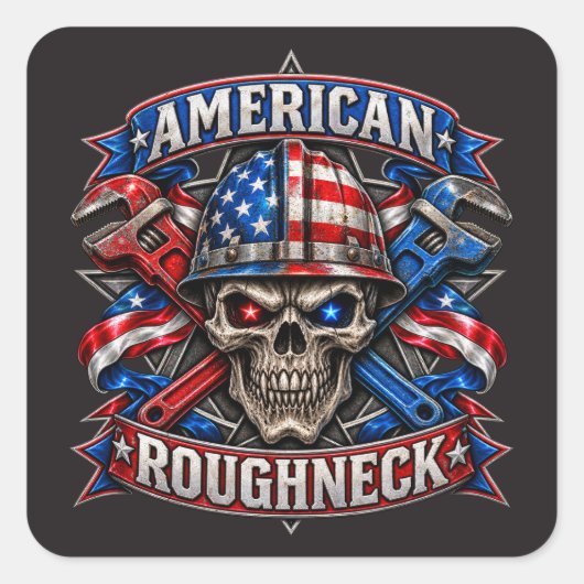 STICKER CARRÉ ROUGHNECK AMÉRICAIN (Devant)