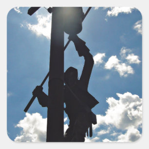 Sticker Carré Rouillé le monteur de lignes