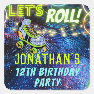 Sticker Carré Roulage Lumineuse Patinage Garçons Anniversaire Fê