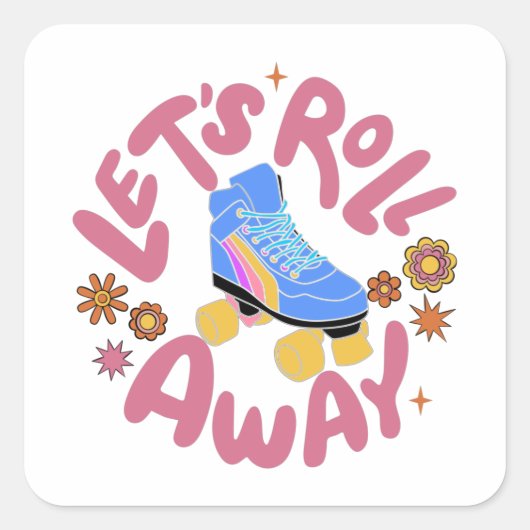 Sticker Carré Roulons les patins à rouleaux (Devant)