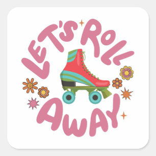 Sticker Carré Roulons les patins à rouleaux