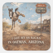 Sticker Carré Route 66 Centennial Oatman Donkey Design (Devant)