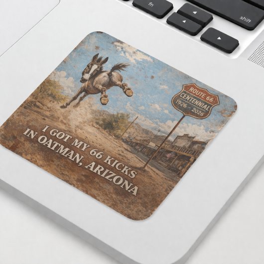 Sticker Carré Route 66 Centennial Oatman Donkey Design