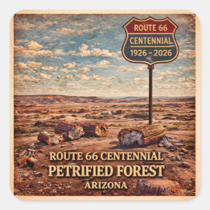 Sticker Carré Route 66 d'Arizona Centenaire Forêt Pétrifiée