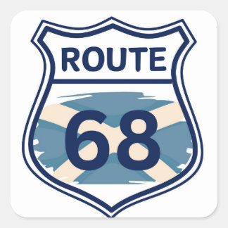 Sticker Carré Route 68 Écossais Drapeau Saltire Forme du Bouclie