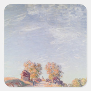 Sticker Carré Route ascendante d'Alfred Sisley en soleil
