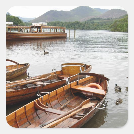 Sticker Carré Row Boats: Derwentwater, Cumbria (Devant)