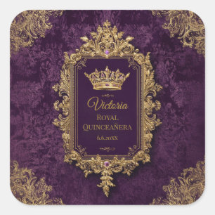 Sticker Carré Royal Amethyst Quinceañera, coutume