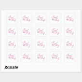 Sticker Carré Royal Baby Rose avec couronne (Feuille)