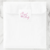 Sticker Carré Royal Baby Rose avec couronne (Sac)