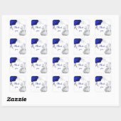 Sticker Carré royal bleu & argent fleurs blanc merci (Feuille)