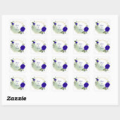 Sticker Carré royal bleu & blanc fleurs verdure or couronne (Feuille)