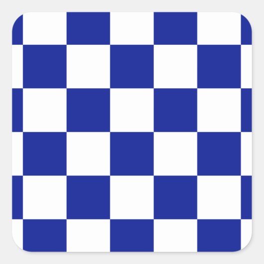 Sticker Carré Royal Blue et White À damiers Motif (Devant)