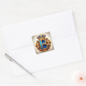 Sticker Carré Royal Blue Letter B Monogram (Enveloppe)