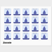 Sticker Carré Royal Blue Mariage Cake Enregistrer la date (Feuille)