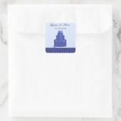 Sticker Carré Royal Blue Mariage Cake Enregistrer la date (Sac)
