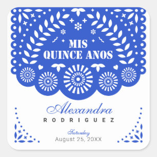 Sticker Carré Royal Blue Papado Picado Mis Quince Años