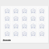 Sticker Carré Royal Blue Vintage Crest Mariage (Feuille)