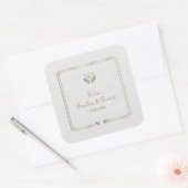 Sticker Carré Royal Gold Crest Mariage de verdure luxuriante (Enveloppe)