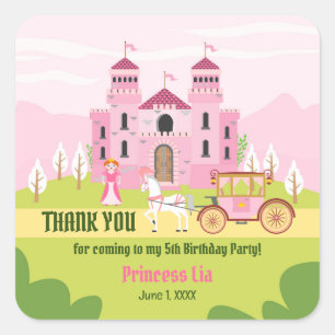 Sticker Carré Royal Princess Girl Birthday Party