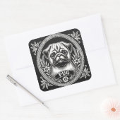 Sticker Carré "Royal Pug Portrait" (Enveloppe)