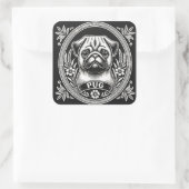 Sticker Carré "Royal Pug Portrait" (Sac)