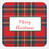 Sticker Carré Royal Stewart Christmas MERRY XMAS Plaid Wreath (Devant)