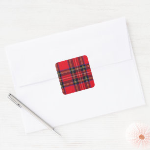 Sticker Carré Royal Stewart tartan rouge noir plaid