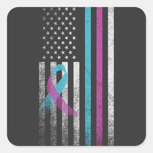 Sticker Carré Ruban américain de sensibilisation à la prévention (Devant)