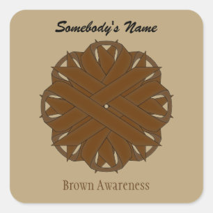 Sticker Carré Ruban de fleurs Brown par Kenneth Yoncich