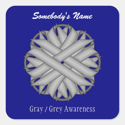 Sticker Carré Ruban de fleurs grises par Kenneth Yoncich (Devant)