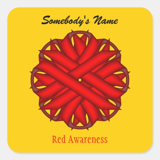 Sticker Carré Ruban de fleurs rouges par Kenneth Yoncich (Devant)