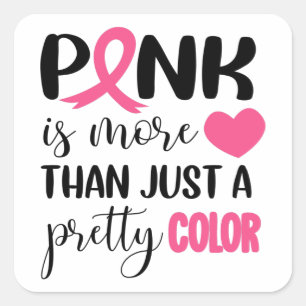 Sticker Carré Ruban de sensibilisation au cancer du sein rose