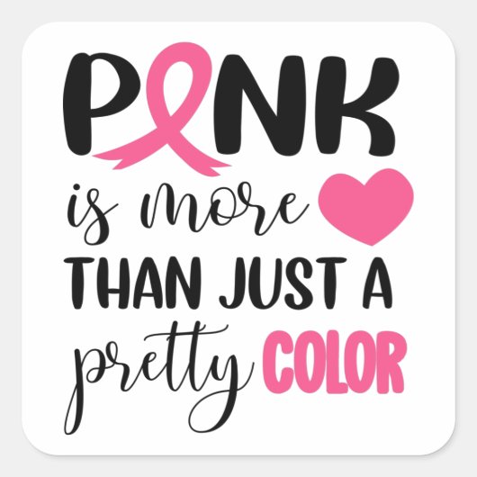 Sticker Carré Ruban de sensibilisation au cancer du sein rose (Devant)
